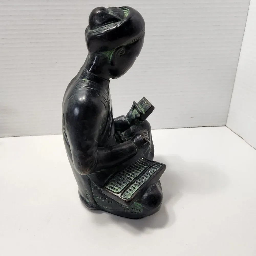 1961 Austin Productions Asian Mathematician Scholar Sculpture Vintage USA EUC